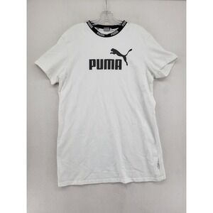 Puma Men's Short Sleeve T Shirt Size L White Black Logo